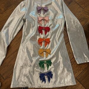 Queen of Sparkles metallic bow dress